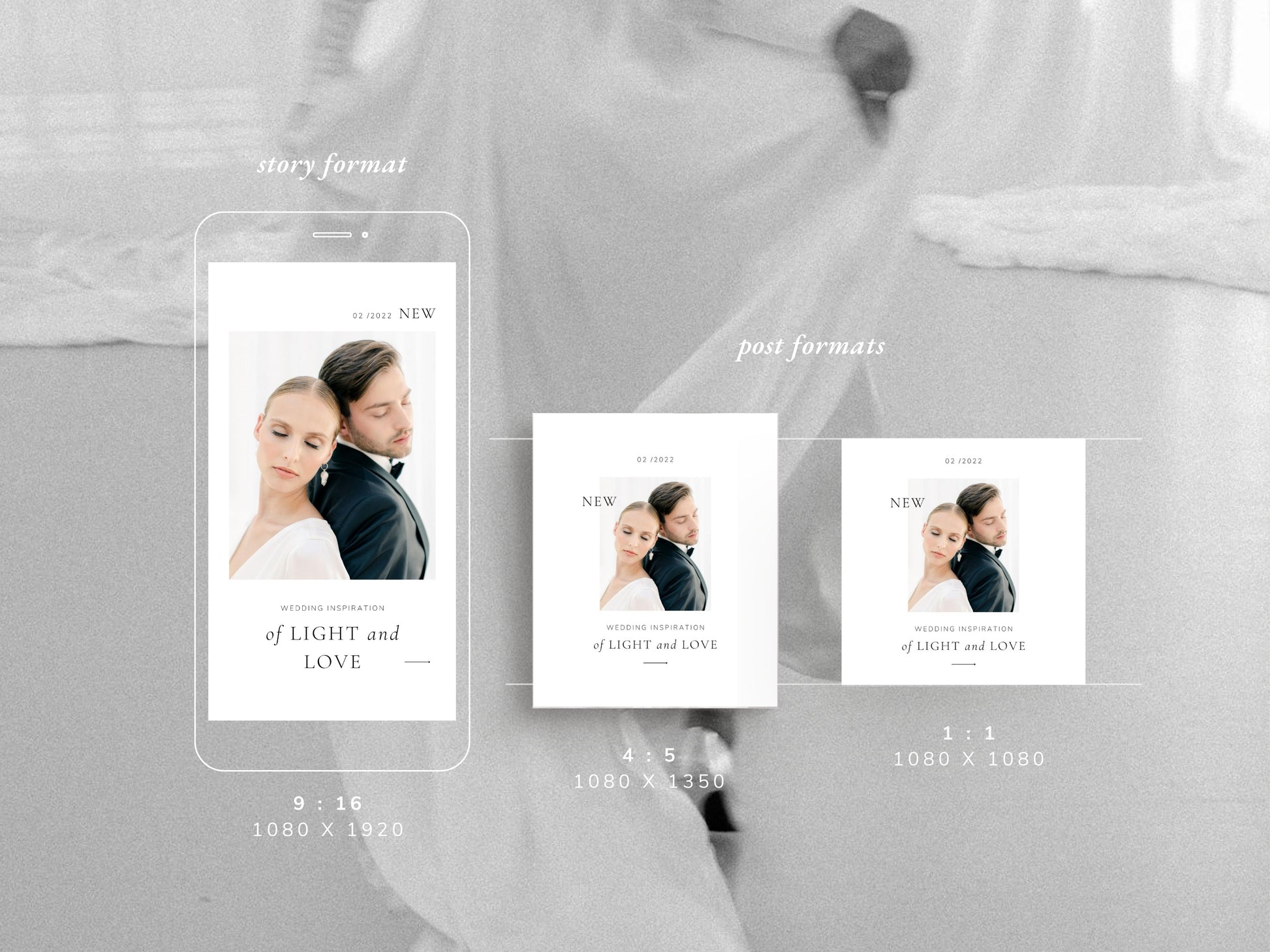 modern minimal elegant social media instagram template modern romance for wedding photographer, intagram posts, stories and highlight covers, created by white tint design