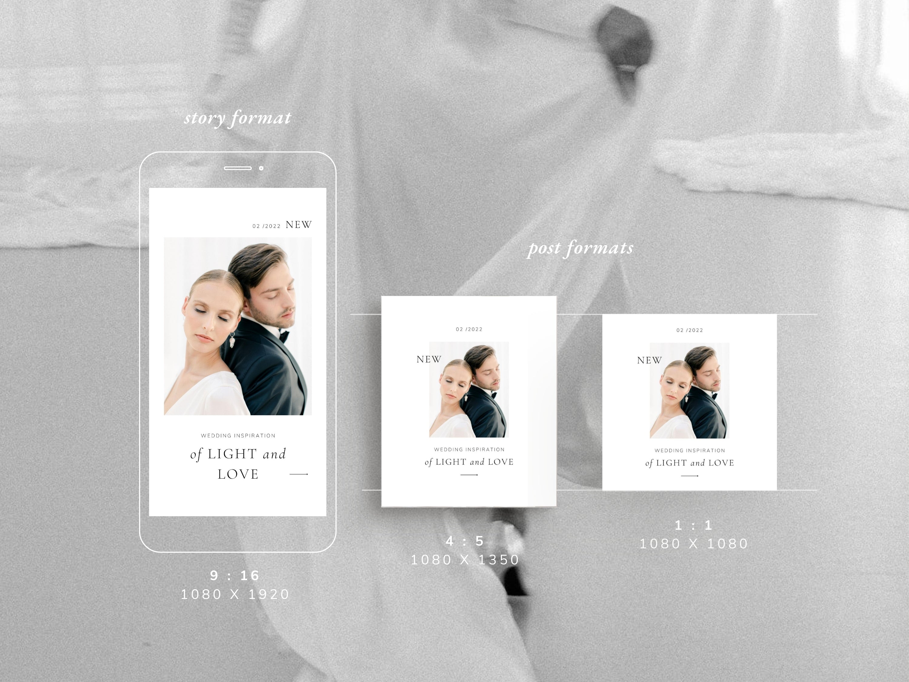 modern minimal elegant social media instagram template modern romance for wedding photographer, intagram posts, stories and highlight covers, created by white tint design