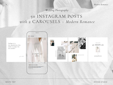 minimal clean modern elegant photography canva social media instagram post template modern romance for wedding photographers by white tint design