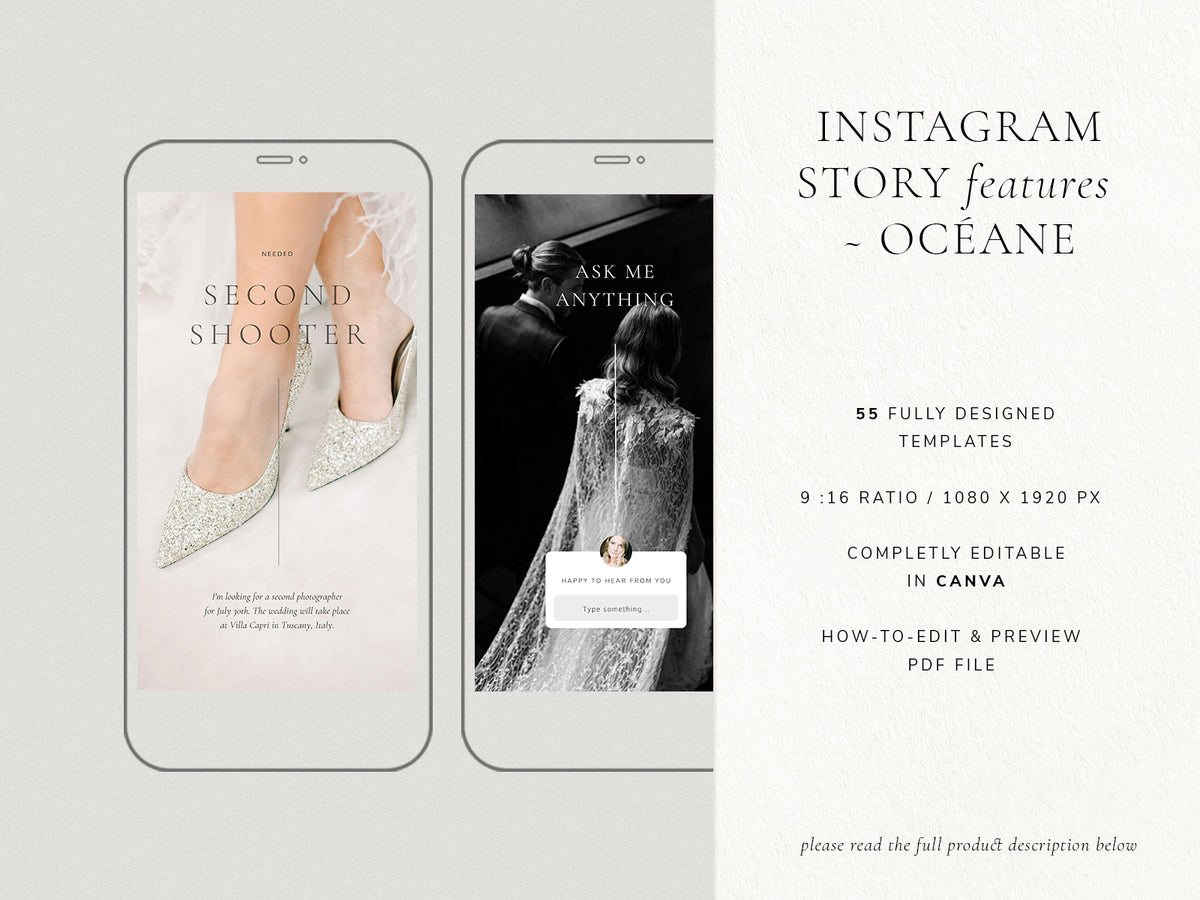 luxury elegant photography canva instagram story Templates for wedding photographers and florists by white tint design