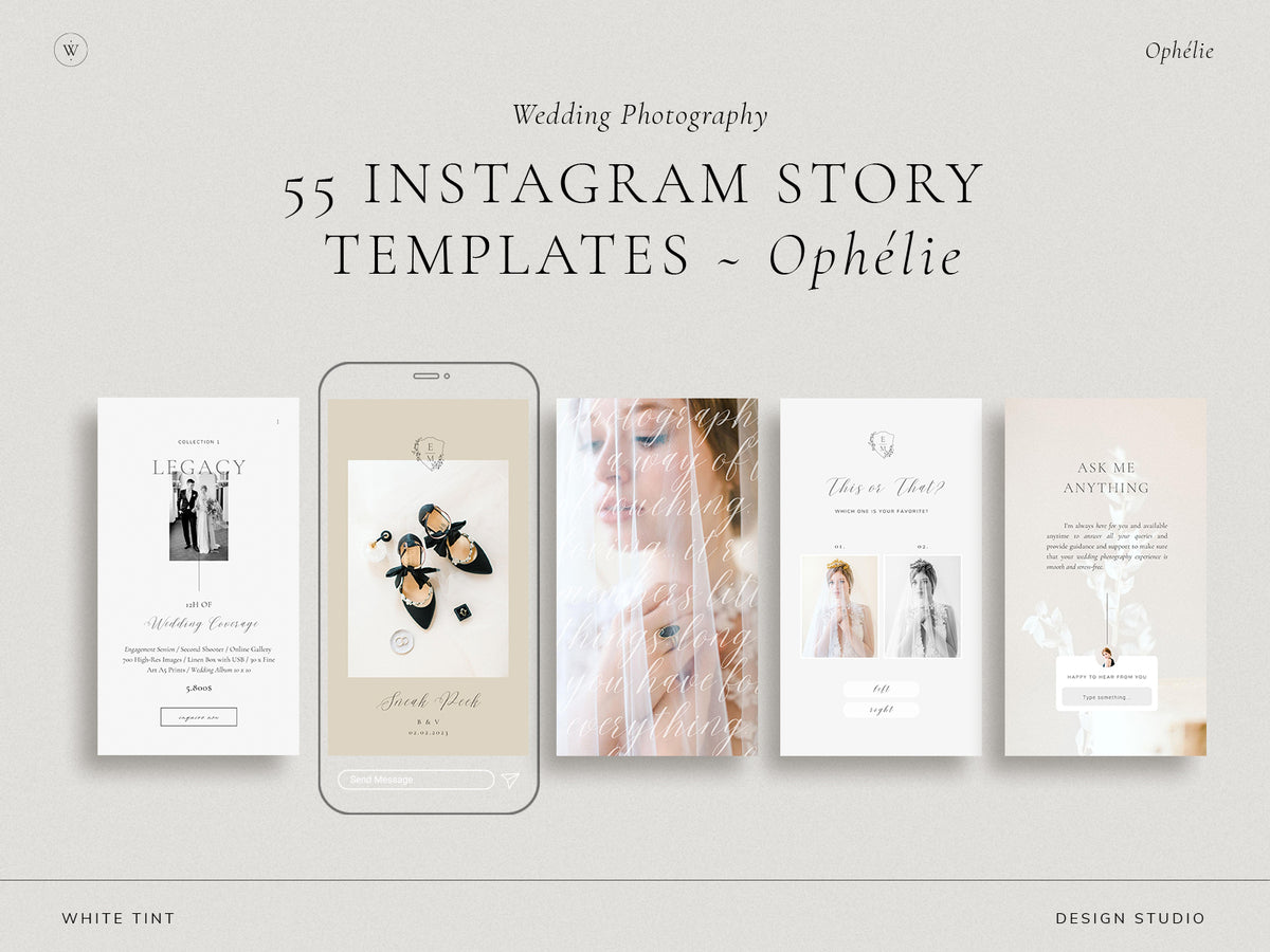 modern minimal beige photography instagram story canva template for wedding photographers by white tint design