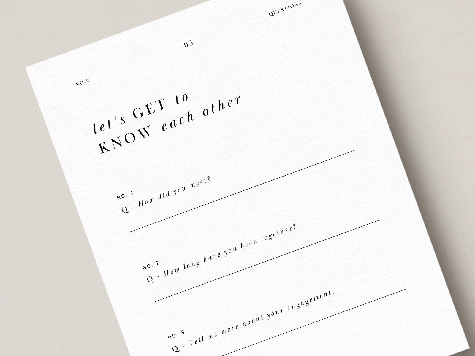 modern minimal elegant pre-written get-to-know questionnaire canva template for wedding photographers
