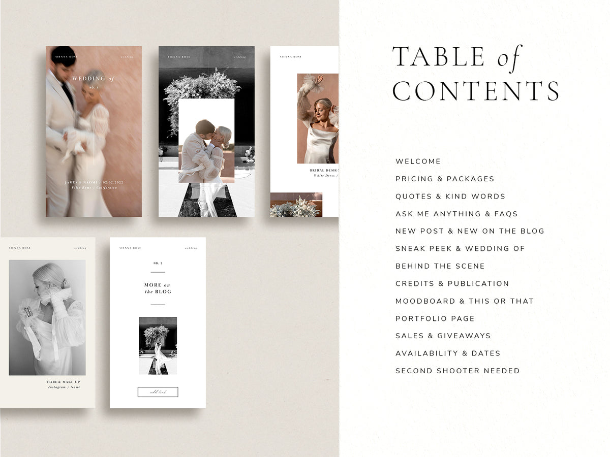 modern minimal and elegant wedding photography  canva instagram story templates for wedding photographers