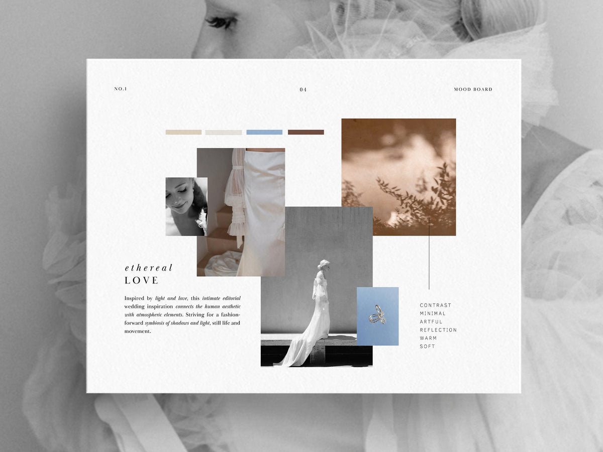 modern minimal elegant mood board photography styled shoot concept canva template for wedding photographers by white tint design