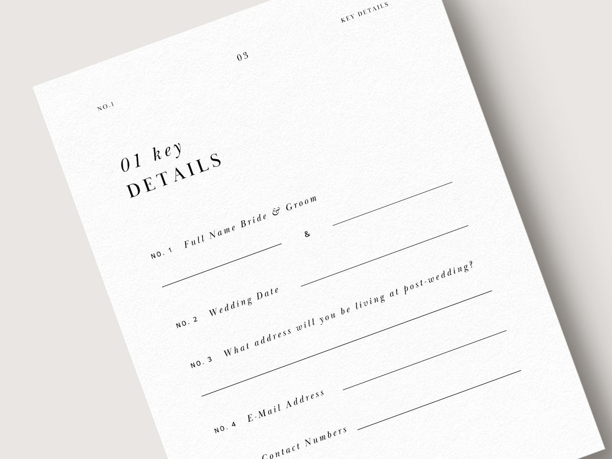 modern minimal and elagant canva pre-written client wedding day questionnaire for wedding photographers