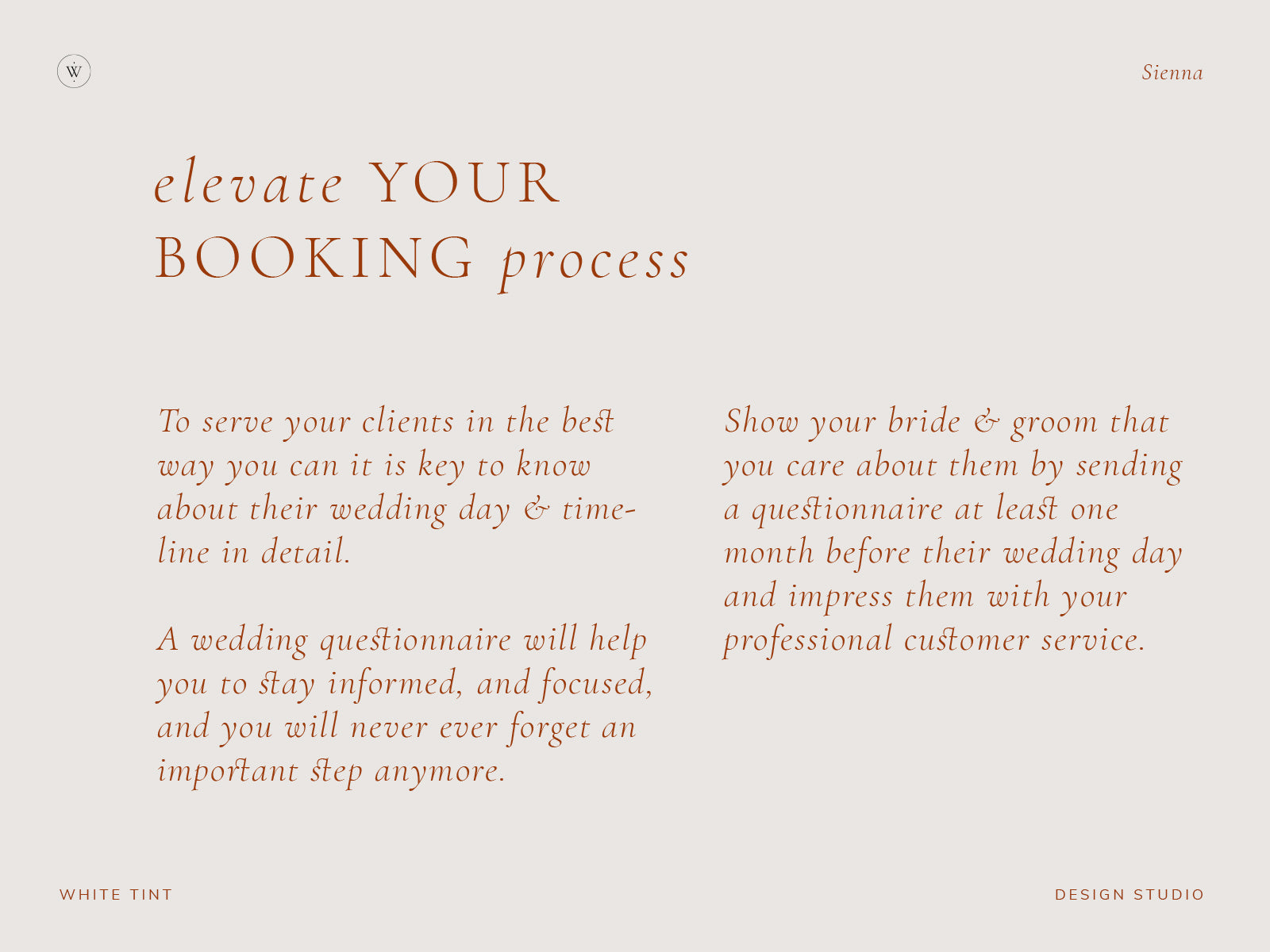 modern minimal and elagant canva pre-written client wedding day questionnaire for wedding photographers