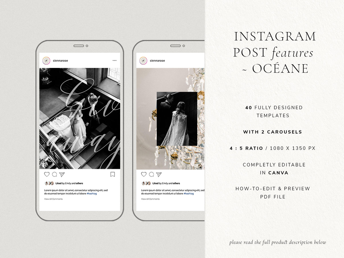 luxury elegant photography instagram canva templates for wedding photographers