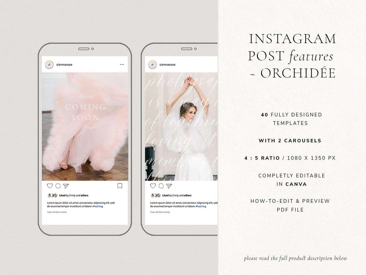 modern elegant photography canva instagram post and carousel template for wedding photographers by white tint design