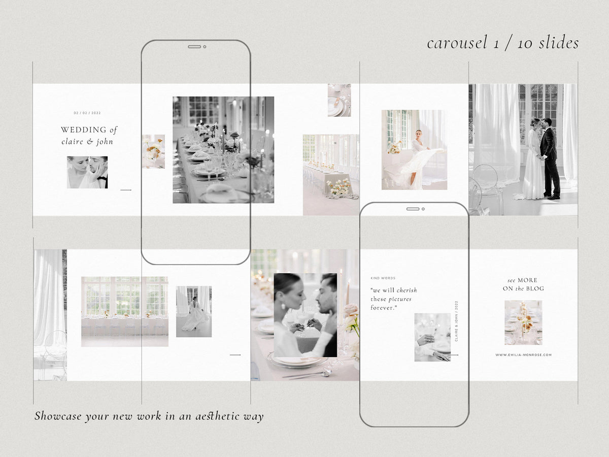 minimal clean modern elegant photography canva social media instagram post template modern romance for wedding photographers by white tint design