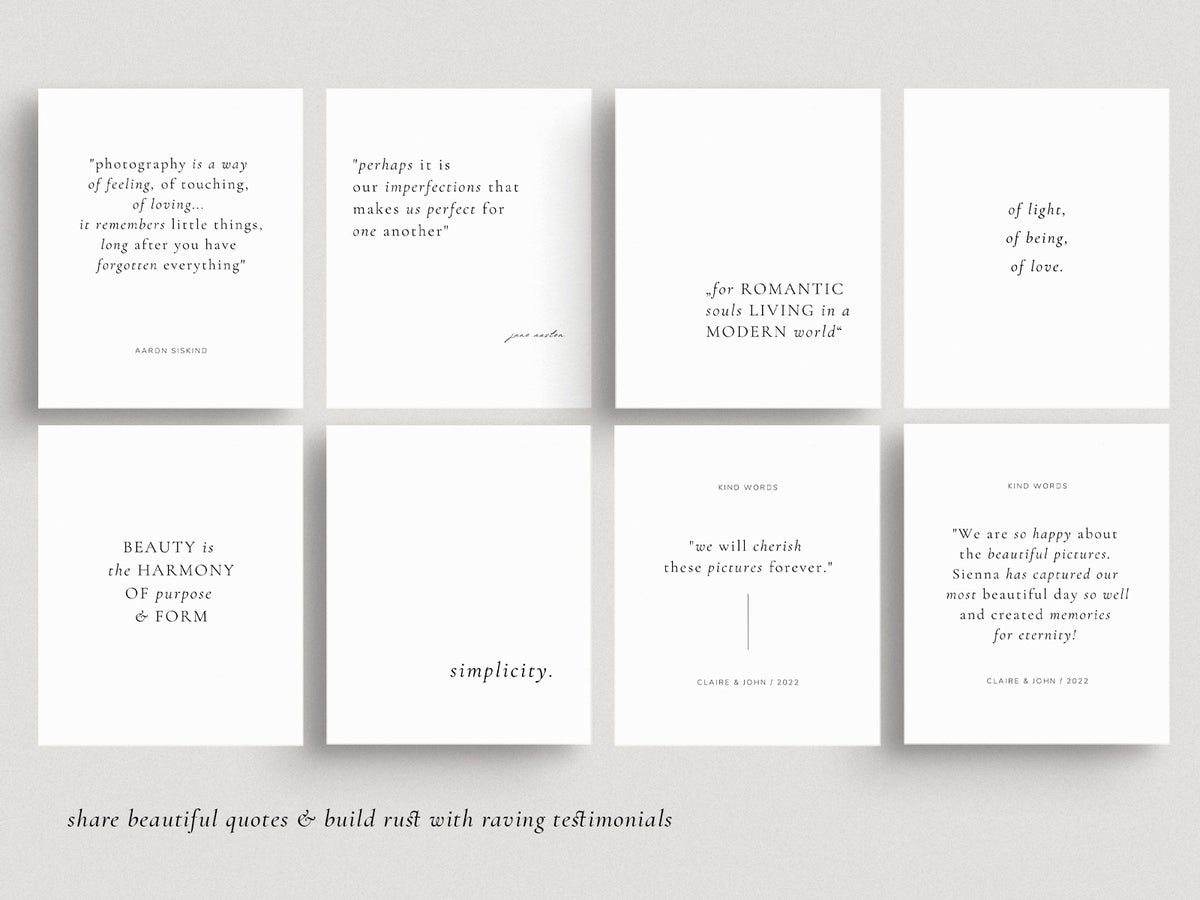 minimal clean modern elegant photography canva social media instagram post template modern romance for wedding photographers by white tint design