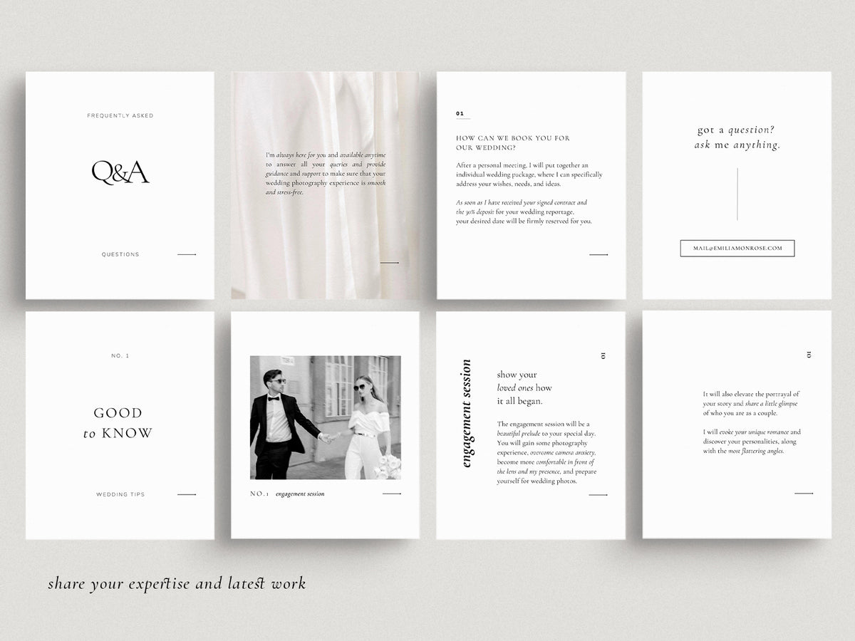 minimal clean modern elegant photography canva social media instagram post template modern romance for wedding photographers by white tint design