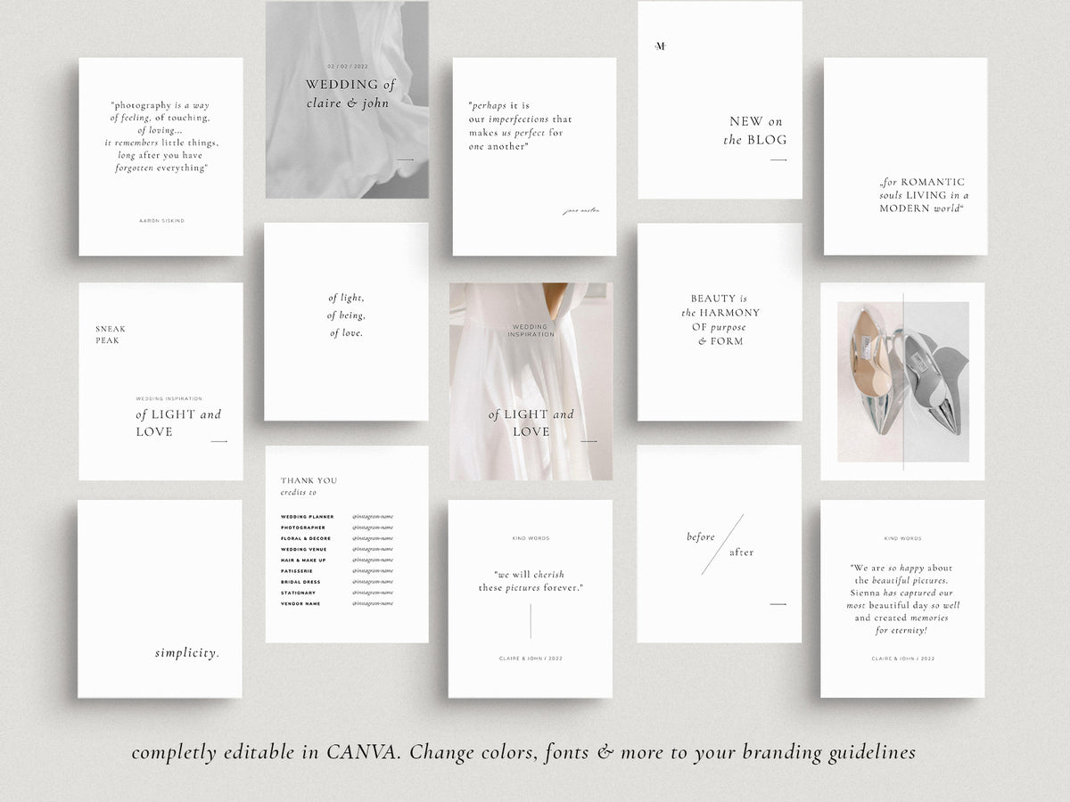 minimal clean modern elegant photography canva social media instagram post template modern romance for wedding photographers by white tint design