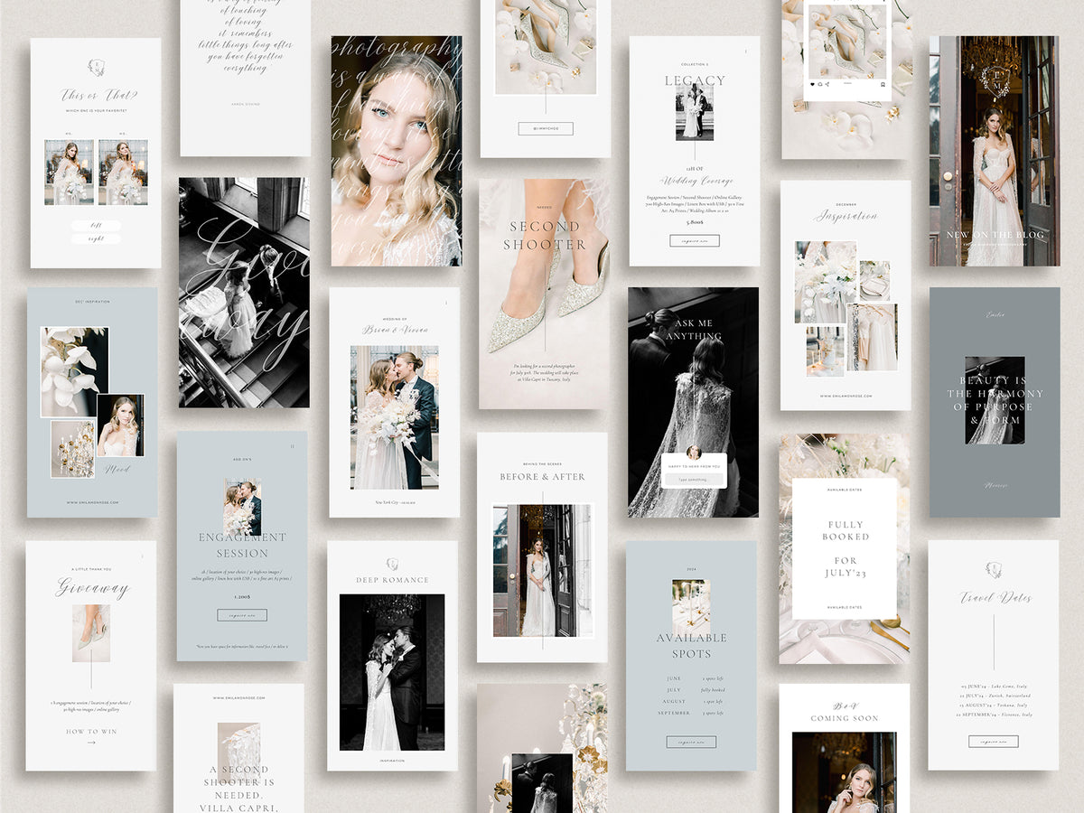 luxury elegant photography canva instagram story Templates for wedding photographers and florists by white tint design