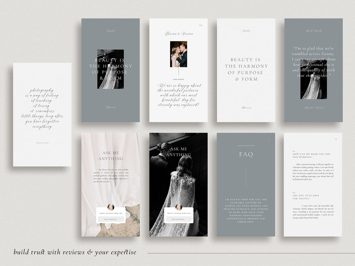 luxury elegant photography canva instagram story Templates for wedding photographers and florists by white tint design