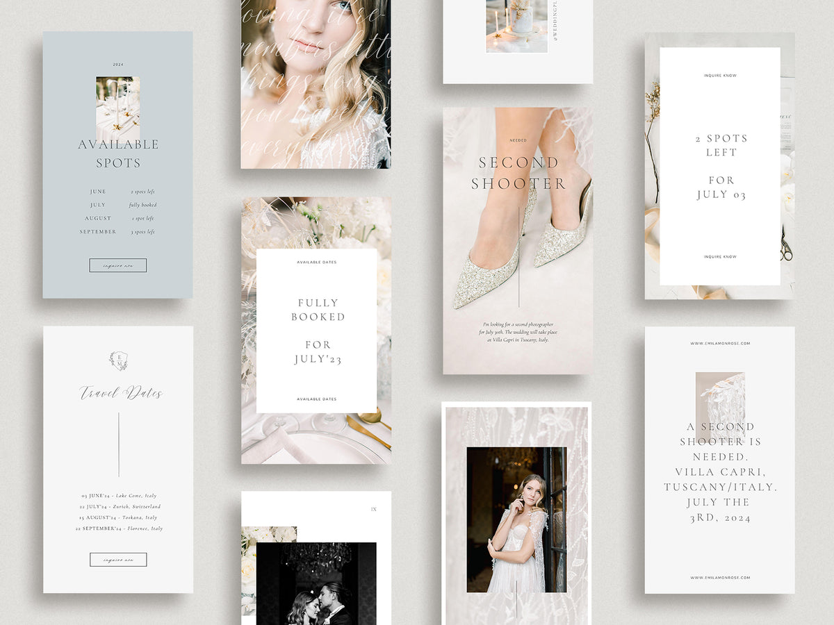 luxury elegant photography canva instagram story Templates for wedding photographers and florists by white tint design