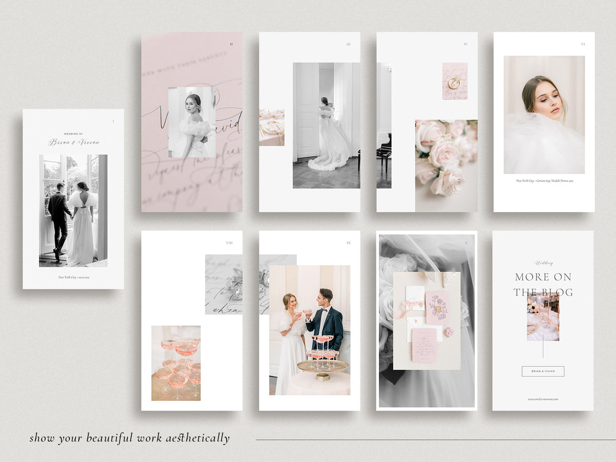 elegant modern romantic photography instagram canva template for wedding photographers by white tint design