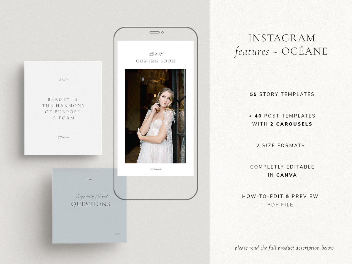 luxury modern elegant canva instagram social media template collection for wedding photographers by white tint design