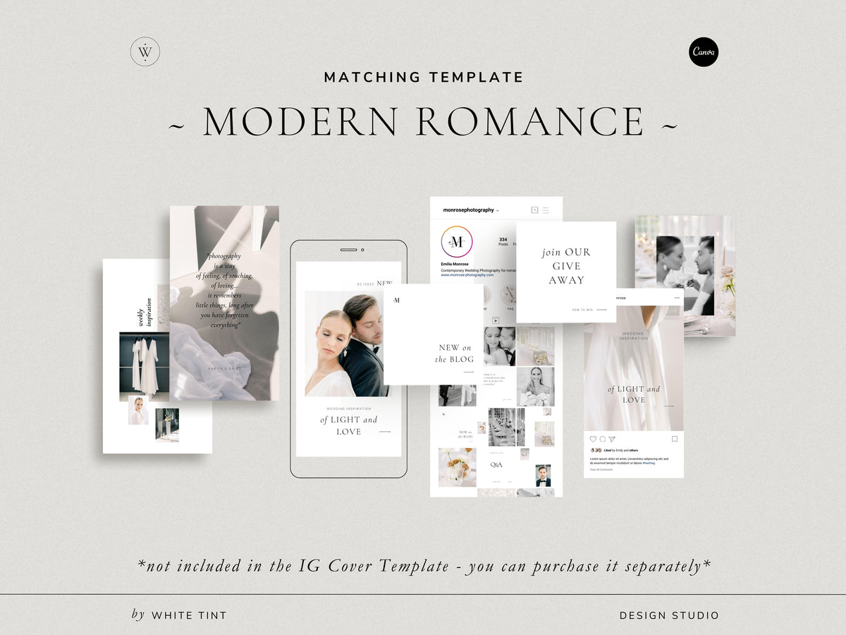 minimal modern aesthetic Canva wedding photography Instagram story highlights cover template, elegant clean Instagram story icons for wedding photographers, social media IG templates by white tint design
