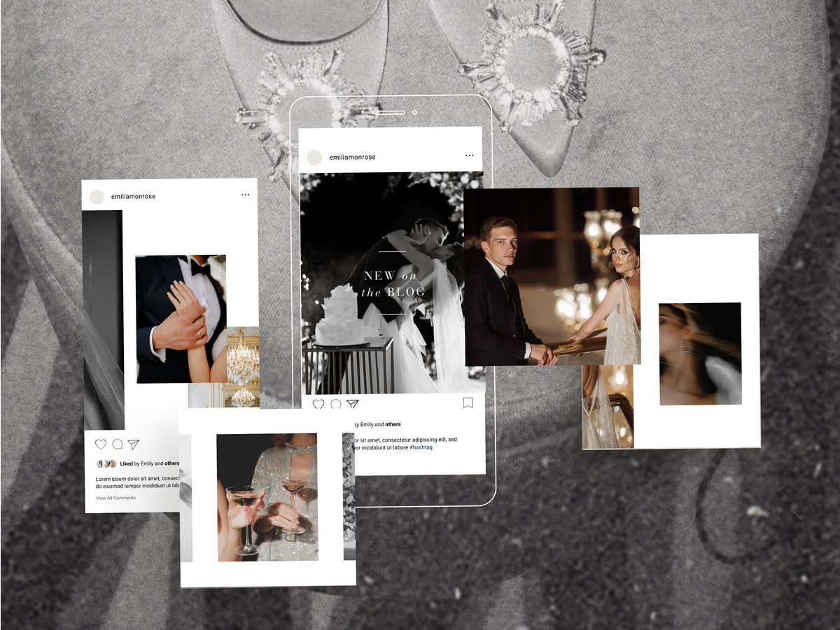 luxurious timeless minimal social media instagram carousel post templates editable in canva for wedding photographers