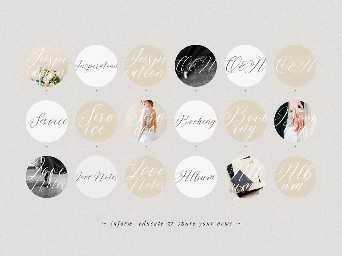 elegant modern aesthetic Canva wedding photography Instagram story highlights cover template, classic romantic Instagram story icons for wedding photographers, social media IG templates by white tint design