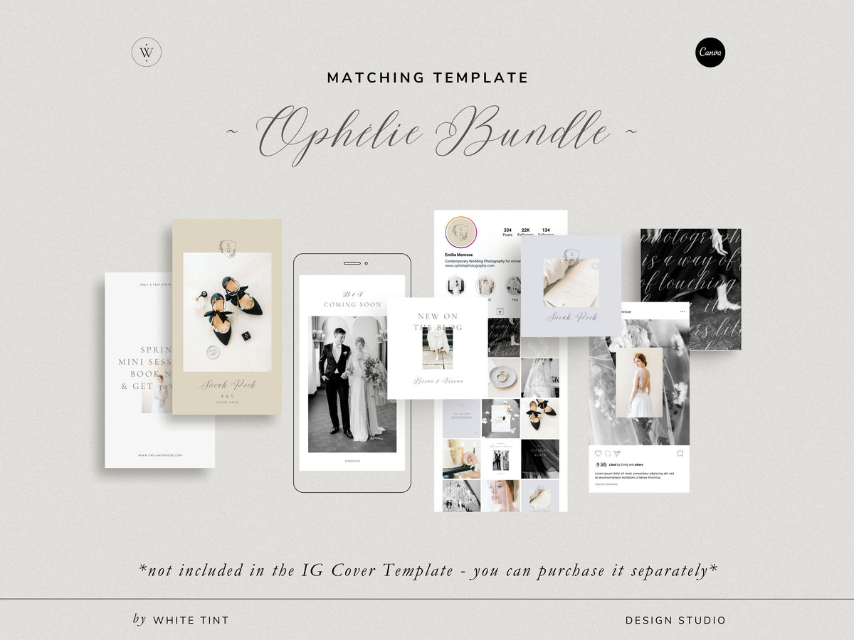 elegant modern aesthetic Canva wedding photography Instagram story highlights cover template, classic romantic Instagram story icons for wedding photographers, social media IG templates by white tint design