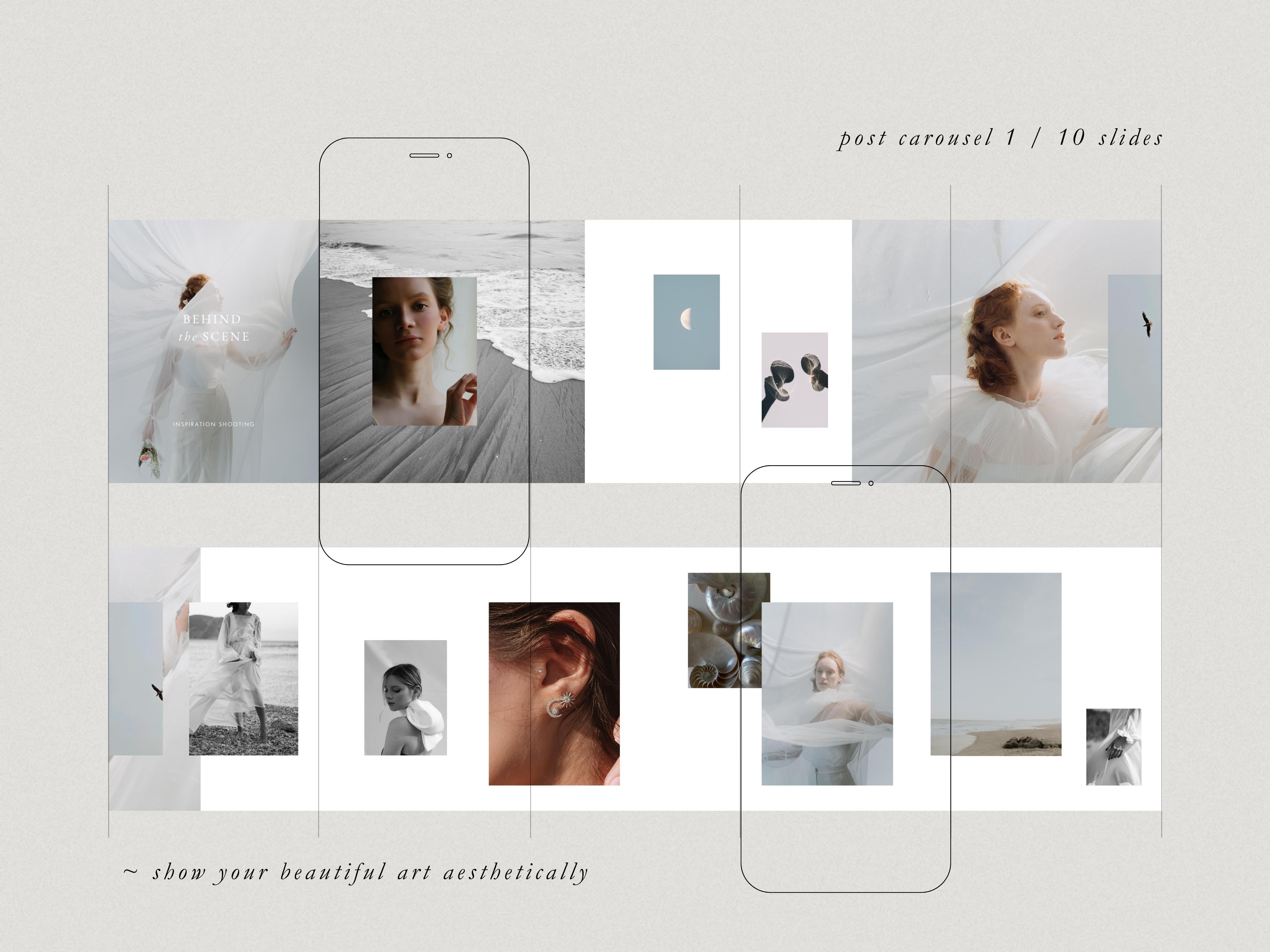 modern timeless minimal social media instagram carousel post templates editable in canva for wedding photographers