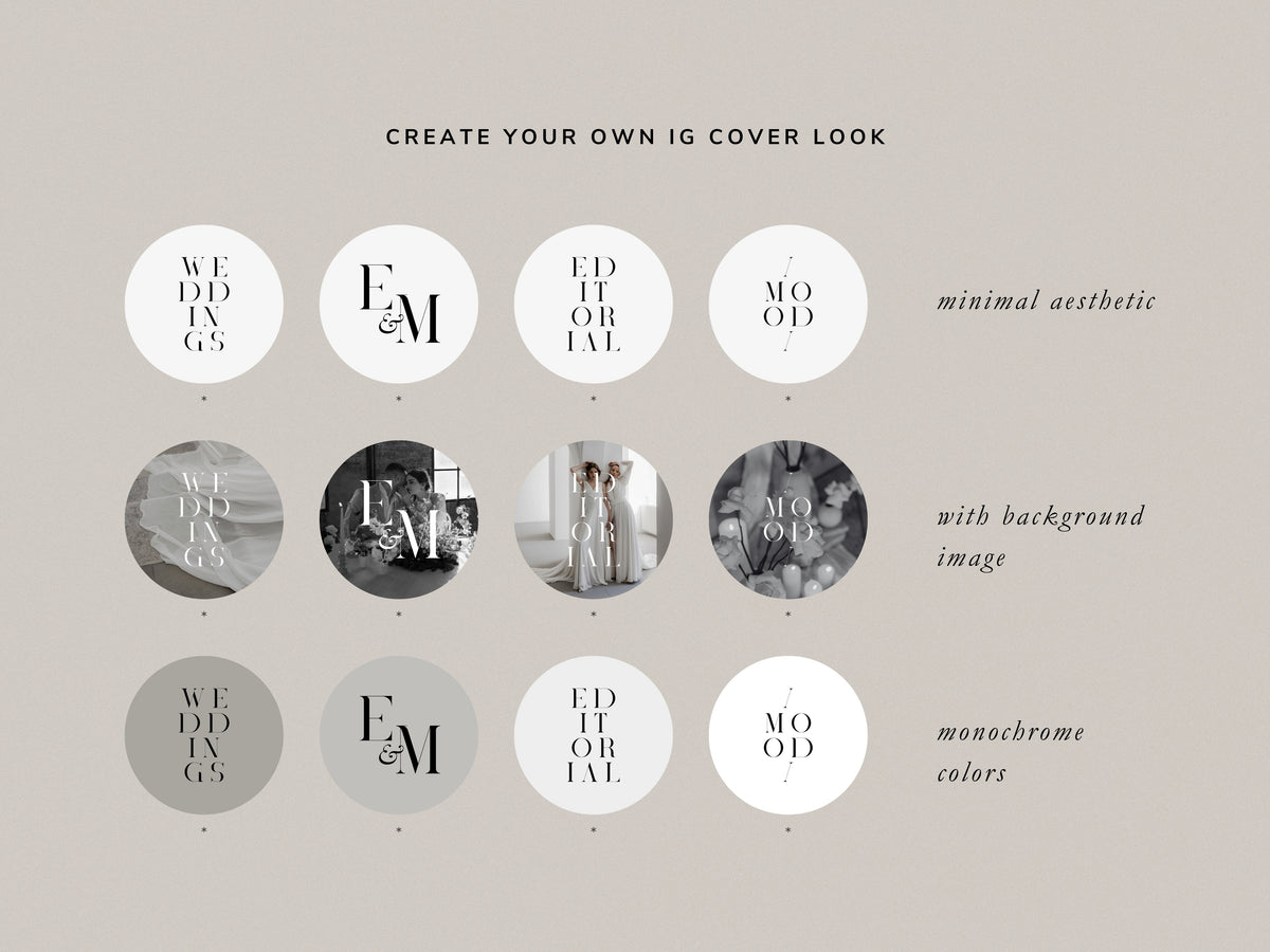 minimal modern aesthetic Canva wedding photography Instagram story highlights cover template, elegant clean Instagram story icons for wedding photographers, social media IG templates by white tint design