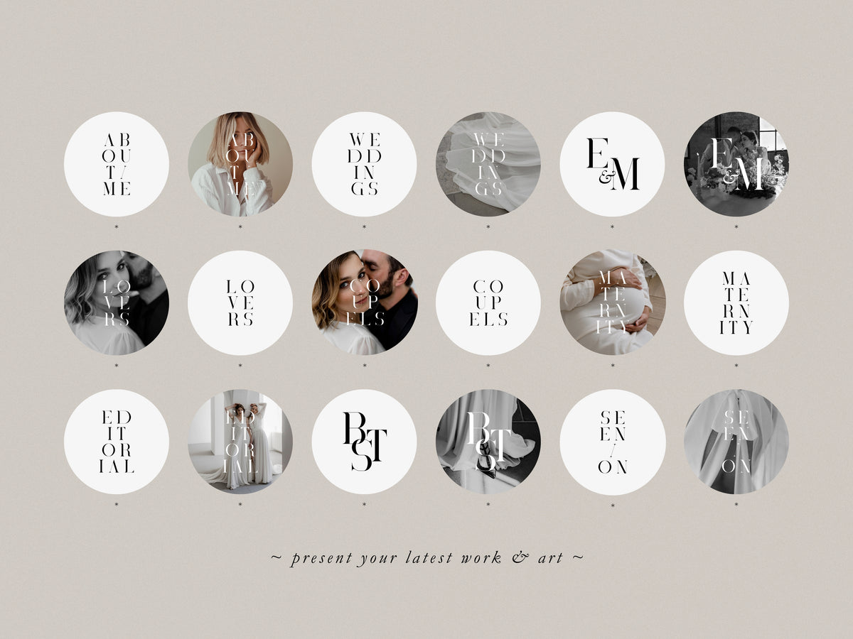 minimal modern aesthetic Canva wedding photography Instagram story highlights cover template, elegant clean Instagram story icons for wedding photographers, social media IG templates by white tint design