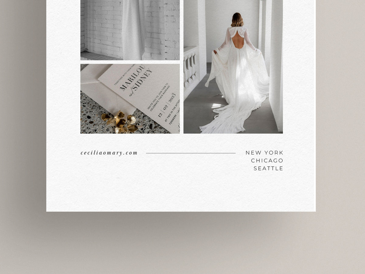 modern minimal wedding photography price list sheet promo card pricing guide template for canva by white tint design