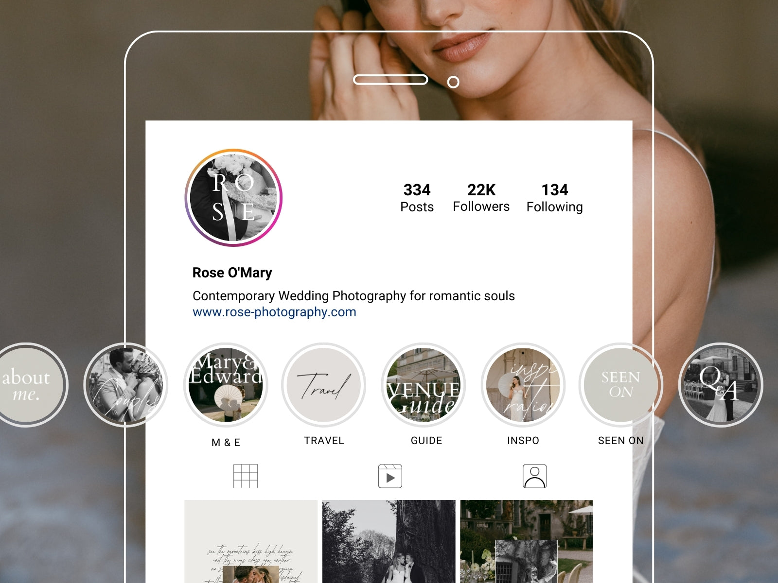 minimal modern aesthetic Canva wedding photography Instagram story highlights cover template, elegant clean Instagram story icons for wedding photographers, social media IG templates by white tint design
