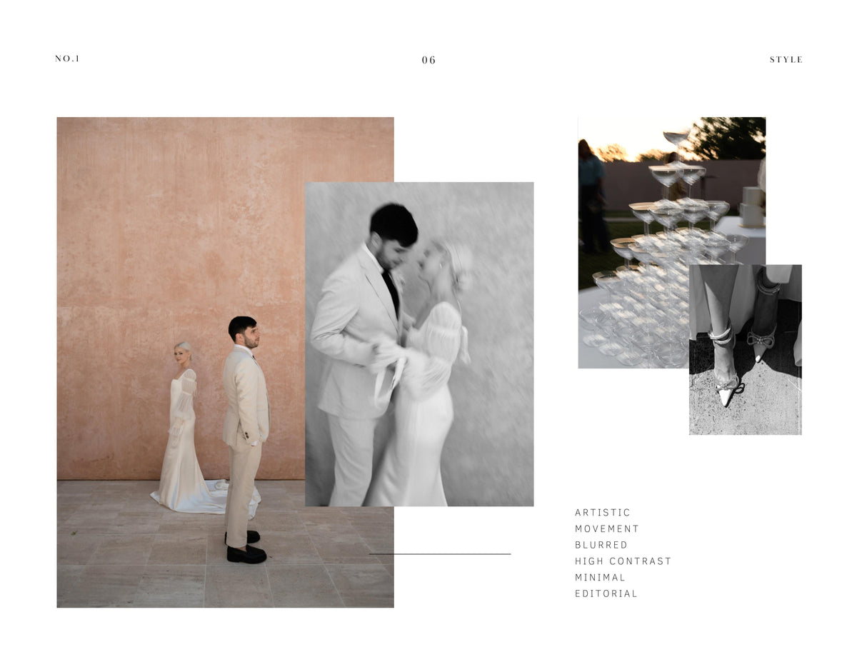 modern minimal elegant mood board photography styled shoot concept canva template for wedding photographers by white tint design