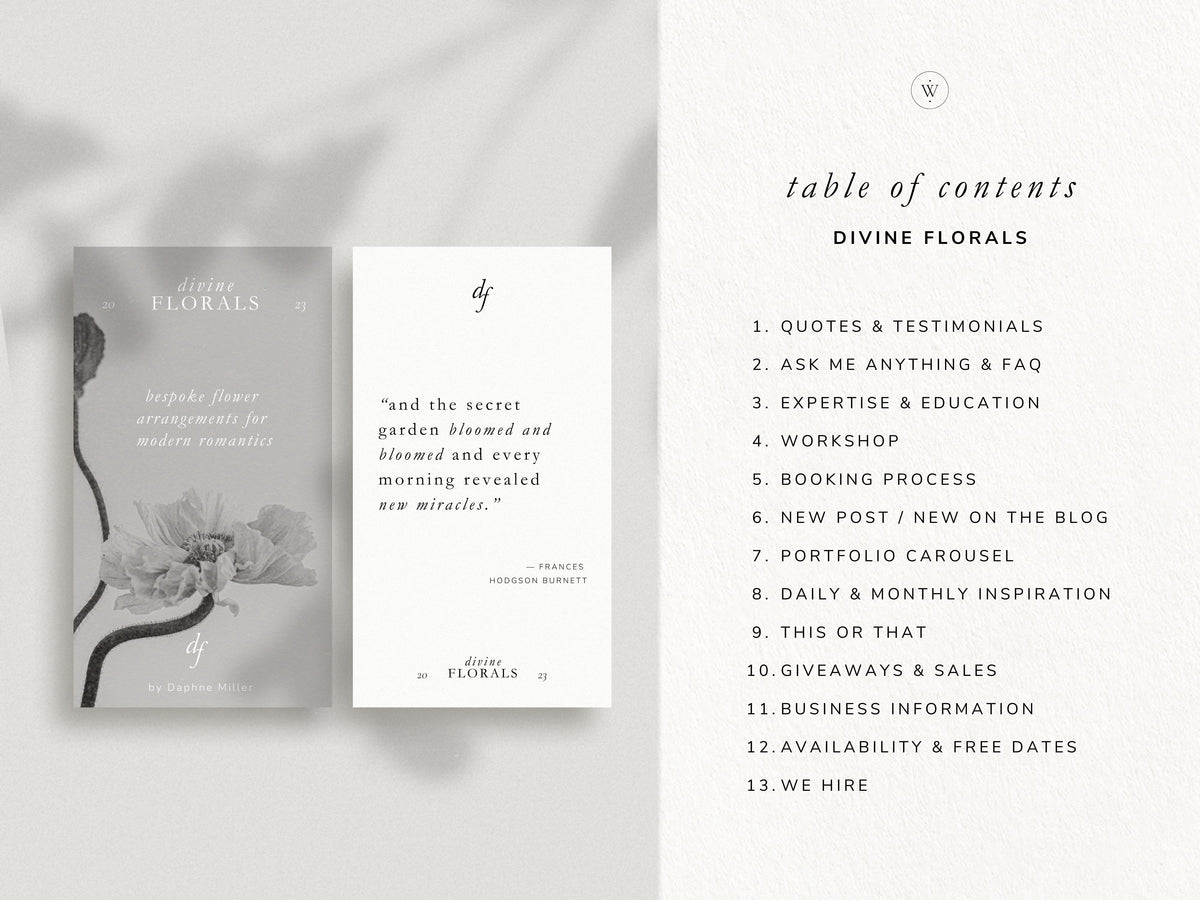 modern timeless minimal instagram story template editable in canva for wedding florists and floral designer social media template