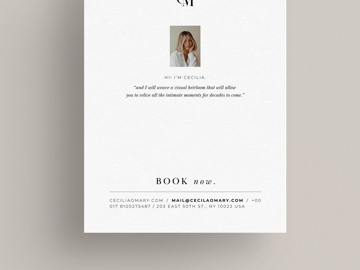 modern minimal wedding photography price list sheet promo card pricing guide template for canva by white tint design
