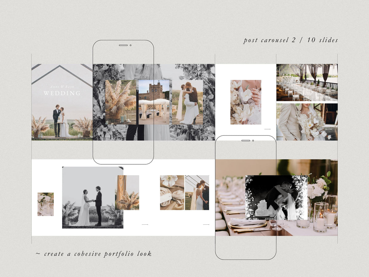 modern timeless minimal instagram bundle template editable in canva for wedding florists and floral designer social media template, instagram story and post template