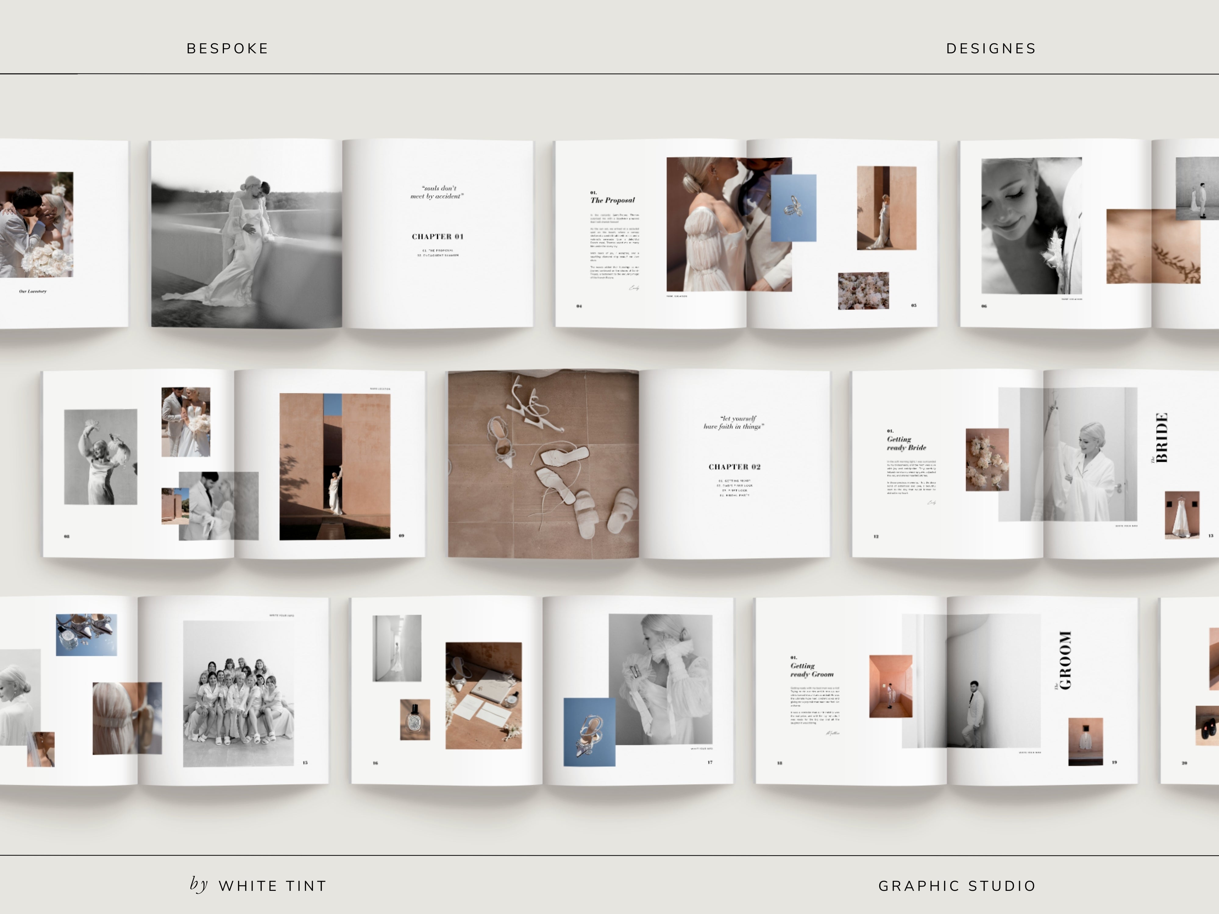 modern minimal printable coffee table wedding book magazine for photographers and newlywed couples editable in Canva