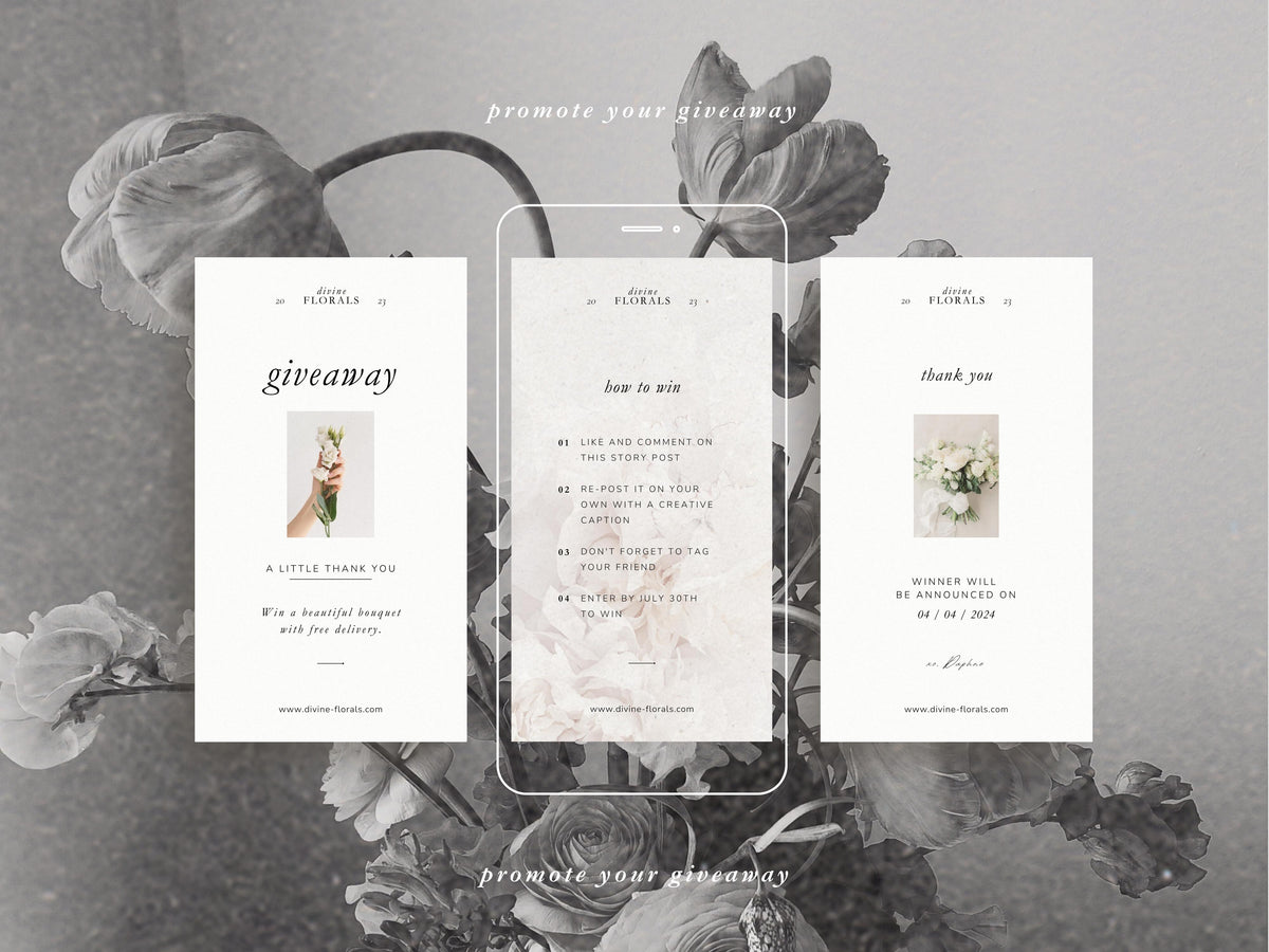 modern timeless minimal instagram story template editable in canva for wedding florists and floral designer social media template
