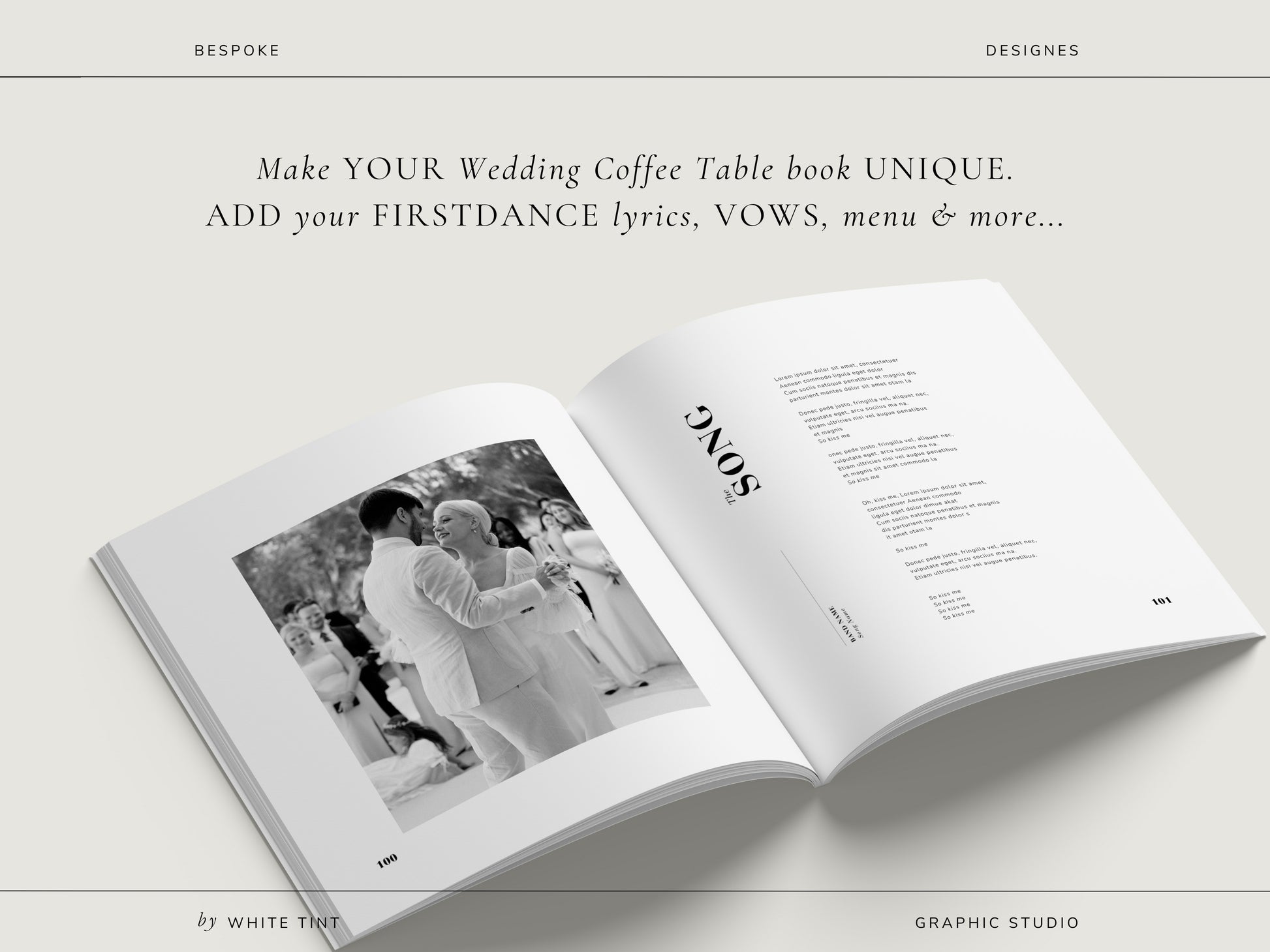 modern minimal printable coffee table wedding book magazine for photographers and newlywed couples editable in Canva