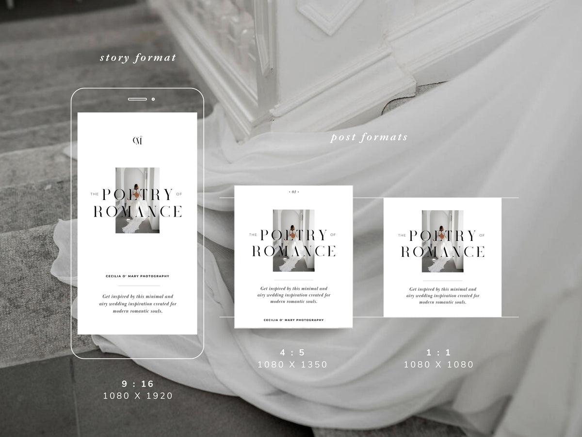 modern minimal canva wedding photography Instagram story template, elegant clean Instagram bundle for wedding photographers, social media bundle by white tint design