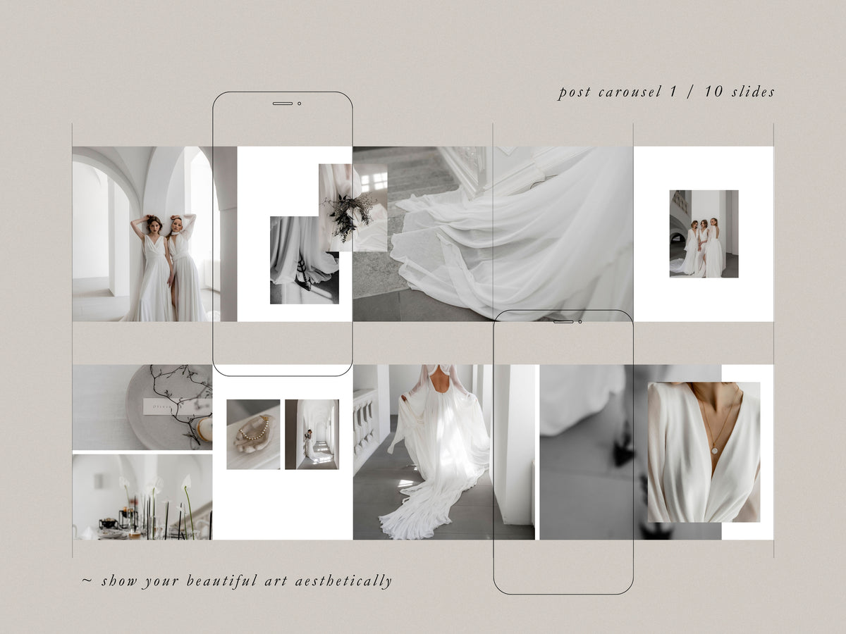 modern elegant minimal social media instagram carousel post templates editable in canva for wedding photographers