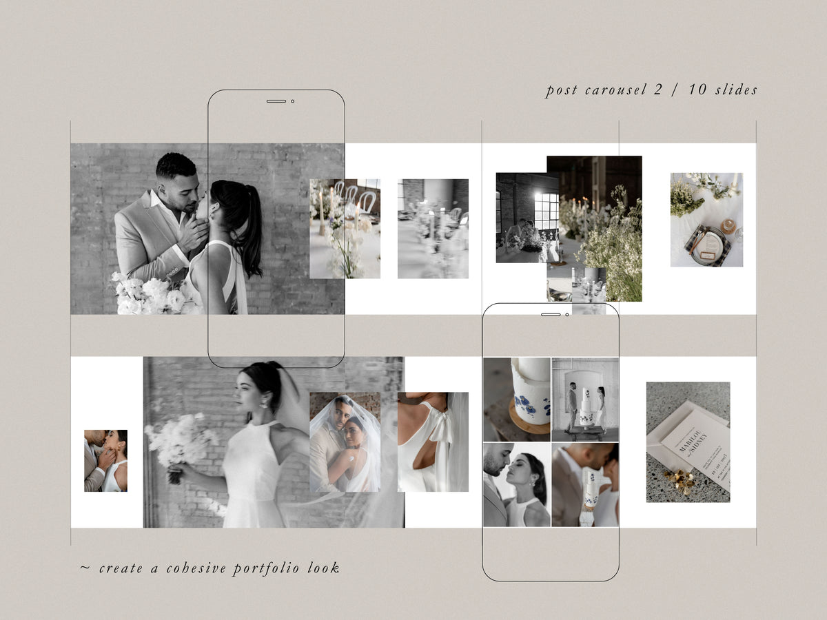 modern minimal canva wedding photography Instagram story template, elegant clean Instagram bundle for wedding photographers, social media bundle by white tint design