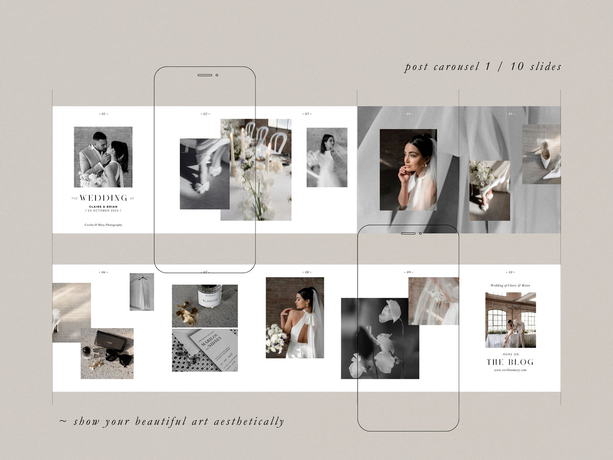 modern minimal canva wedding photography Instagram story template, elegant clean Instagram bundle for wedding photographers, social media bundle by white tint design