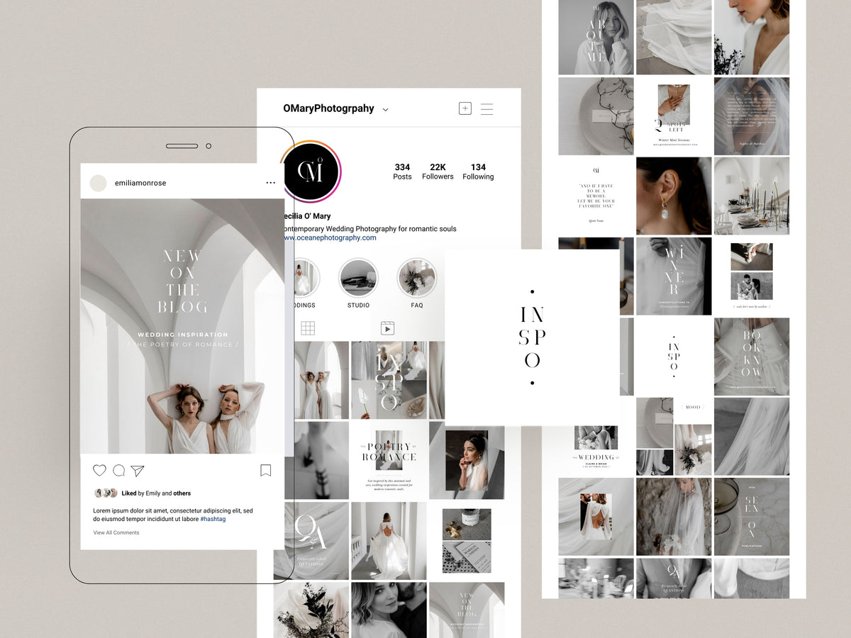 modern minimal canva wedding photography Instagram story template, elegant clean Instagram bundle for wedding photographers, social media bundle by white tint design