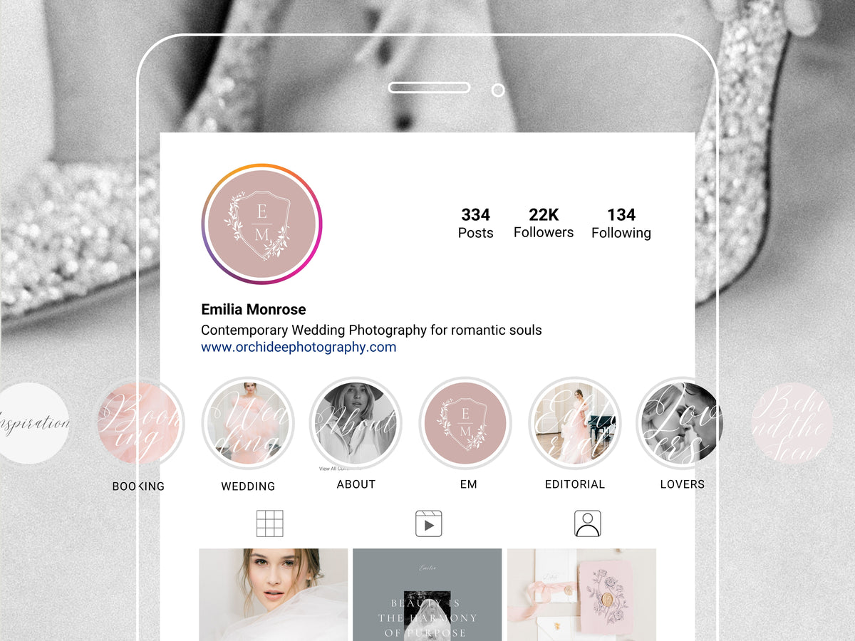 elegant modern aesthetic Canva wedding photography Instagram story highlights cover template, classic romantic Instagram story icons for wedding photographers, social media IG templates by white tint design