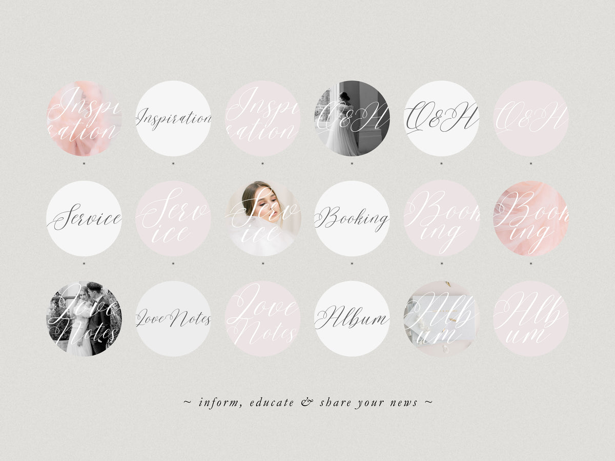 elegant modern aesthetic Canva wedding photography Instagram story highlights cover template, classic romantic Instagram story icons for wedding photographers, social media IG templates by white tint design