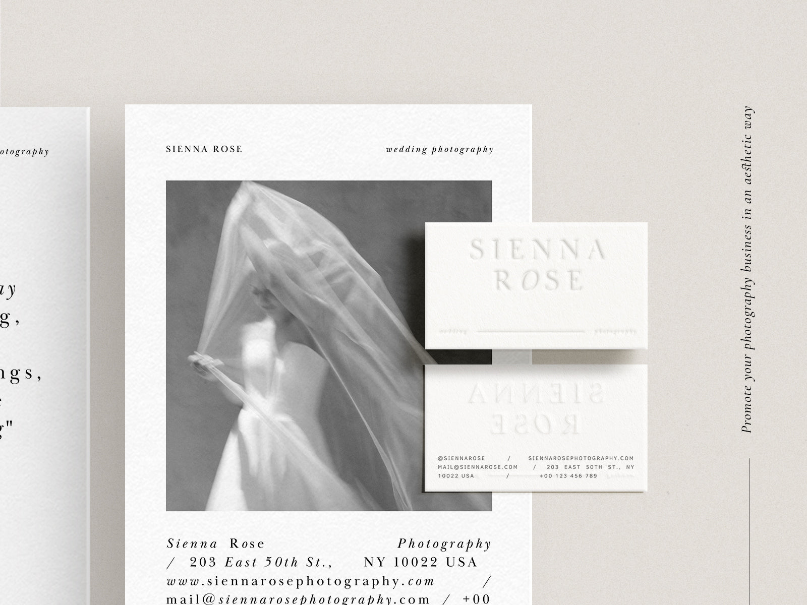 modern minimal elegant photography business card canva template by white tint design