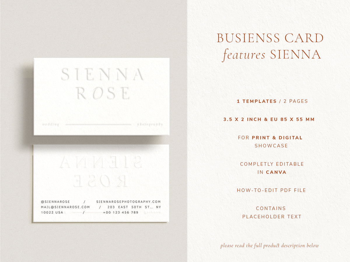modern minimal elegant photography business card canva template by white tint design