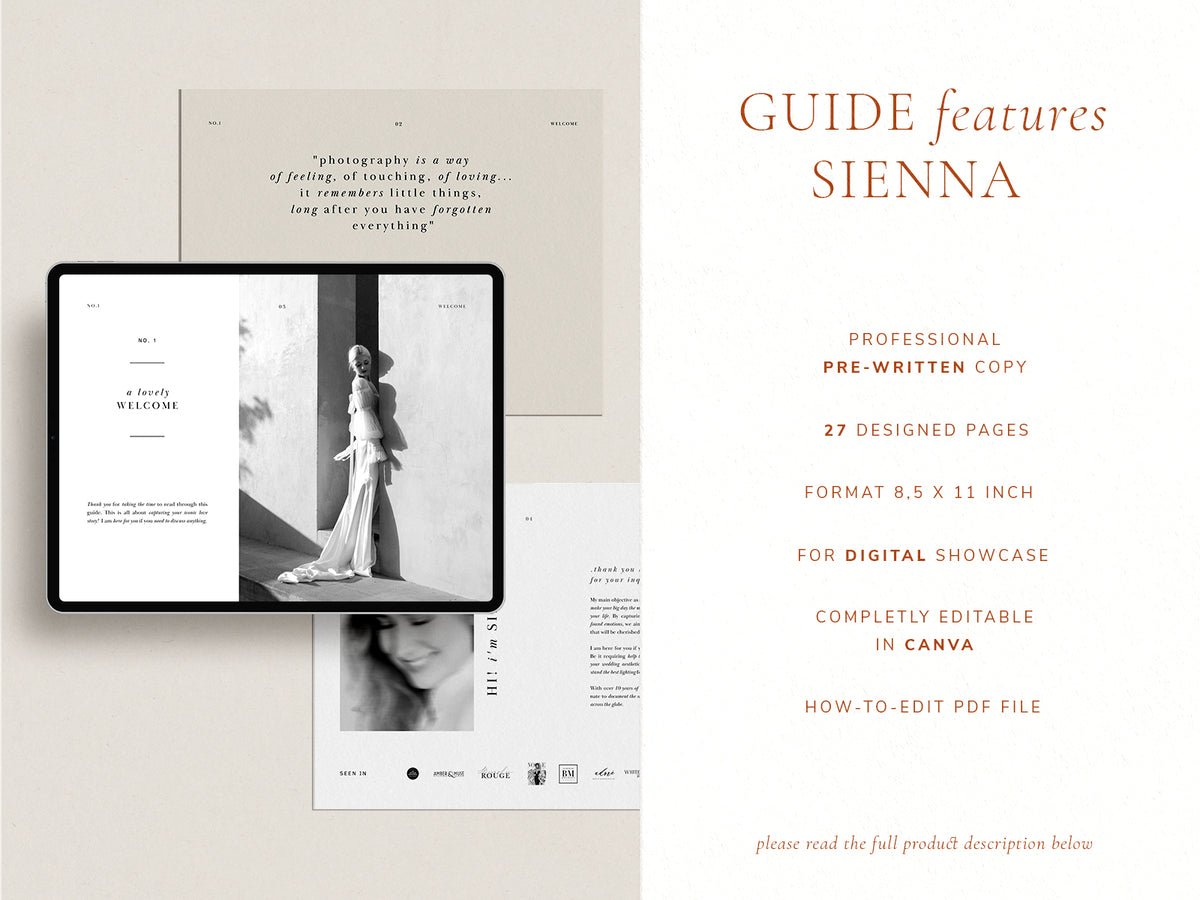 modern contemporary canva pricing service guide template for wedding photographers in us letter format for digital showcase
