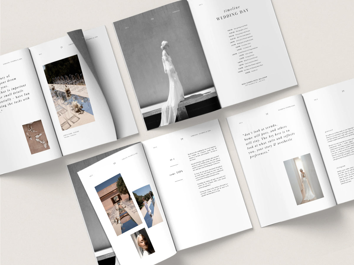 modern contemporary elegant canva wedding client welcome guide template for photographers