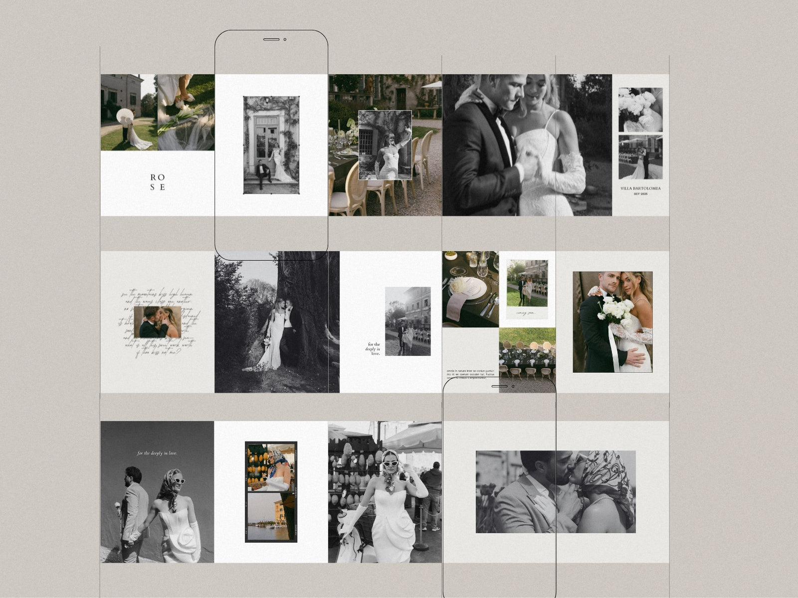minimal clean modern elegant canva social media Instagram post template with carousels for wedding photographers by white tint design