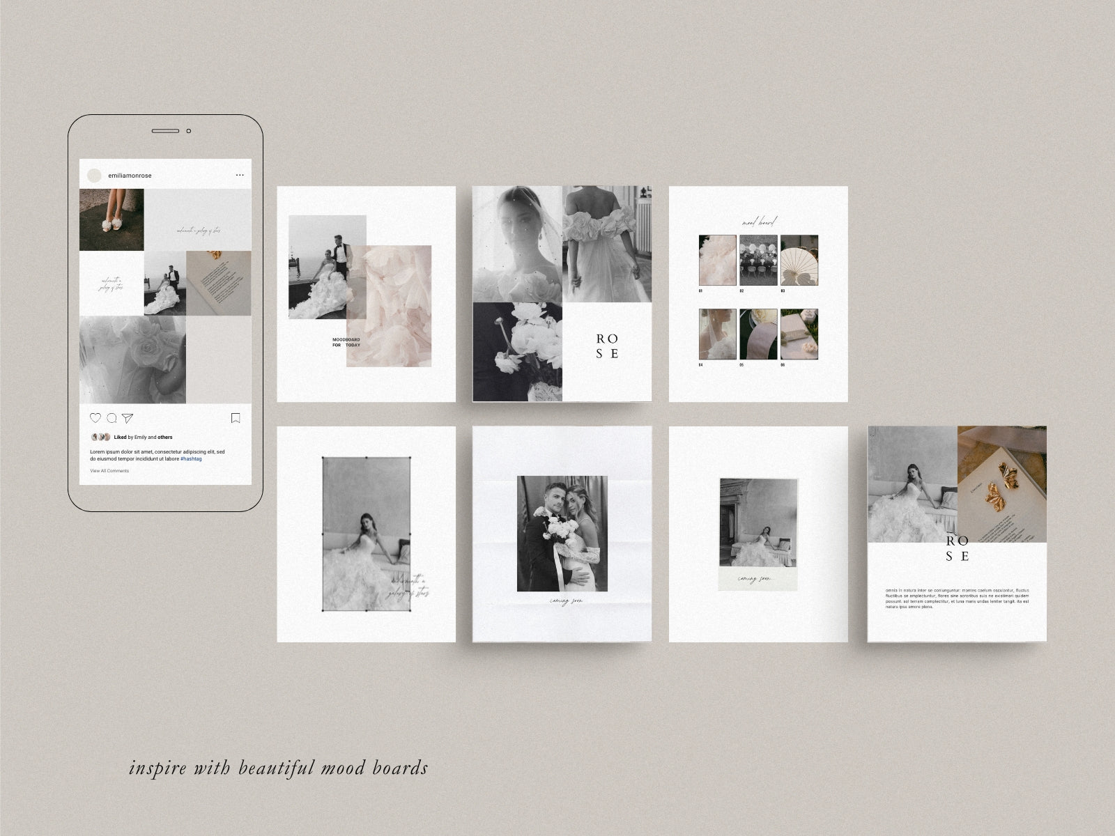 minimal clean modern elegant canva social media Instagram post template with carousels for wedding photographers by white tint design